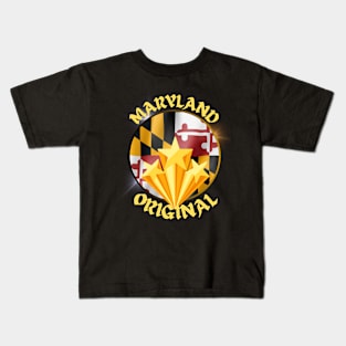 MARYLAND ORIGINAL WITH FLAG AND STARS DESIGN Kids T-Shirt